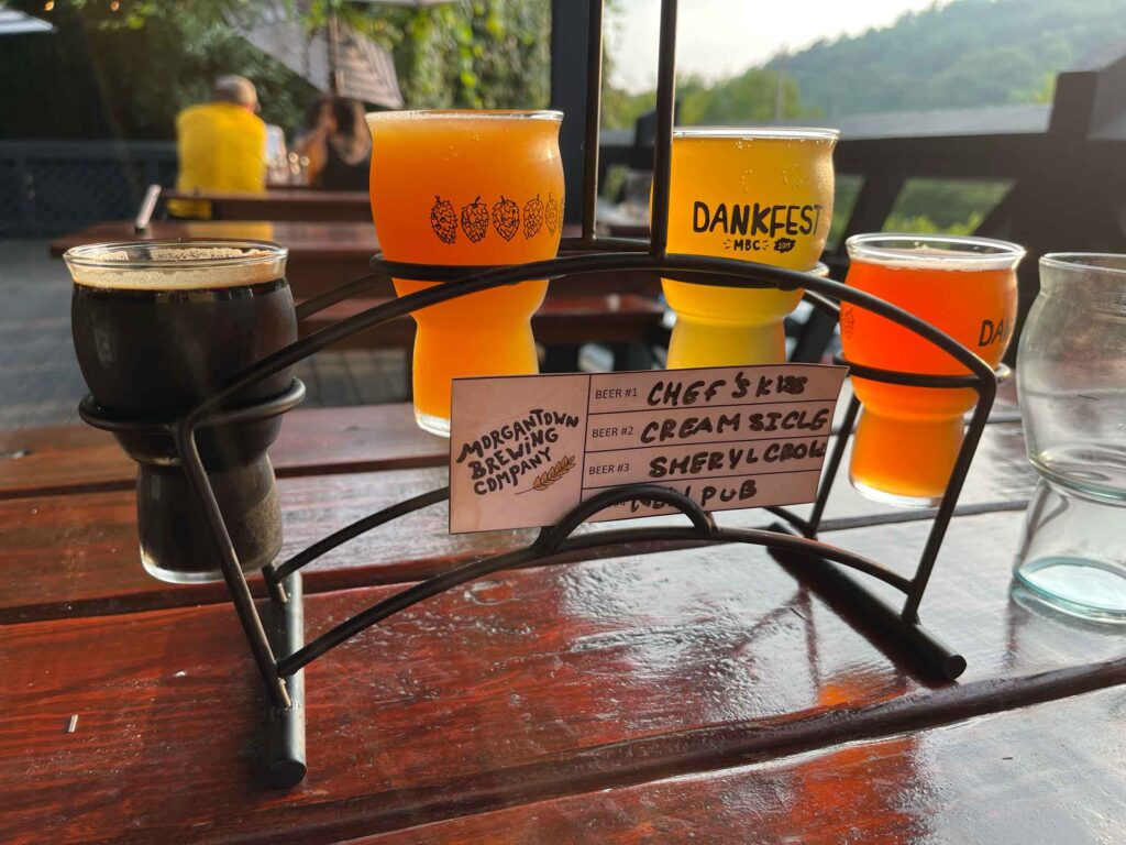 morgantown brewing beer flight