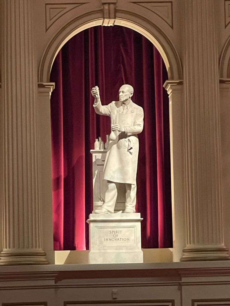 A picture of a sculpture from the American Experience in Epcot