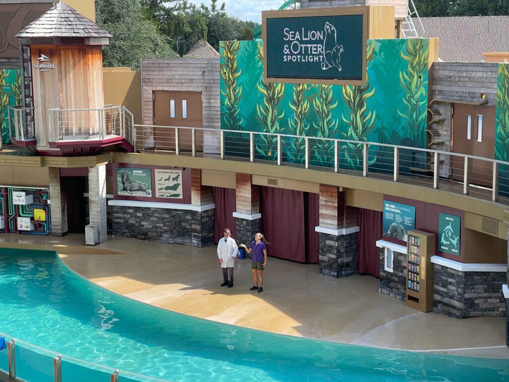Sea lion and otter show stage at SeaWorld