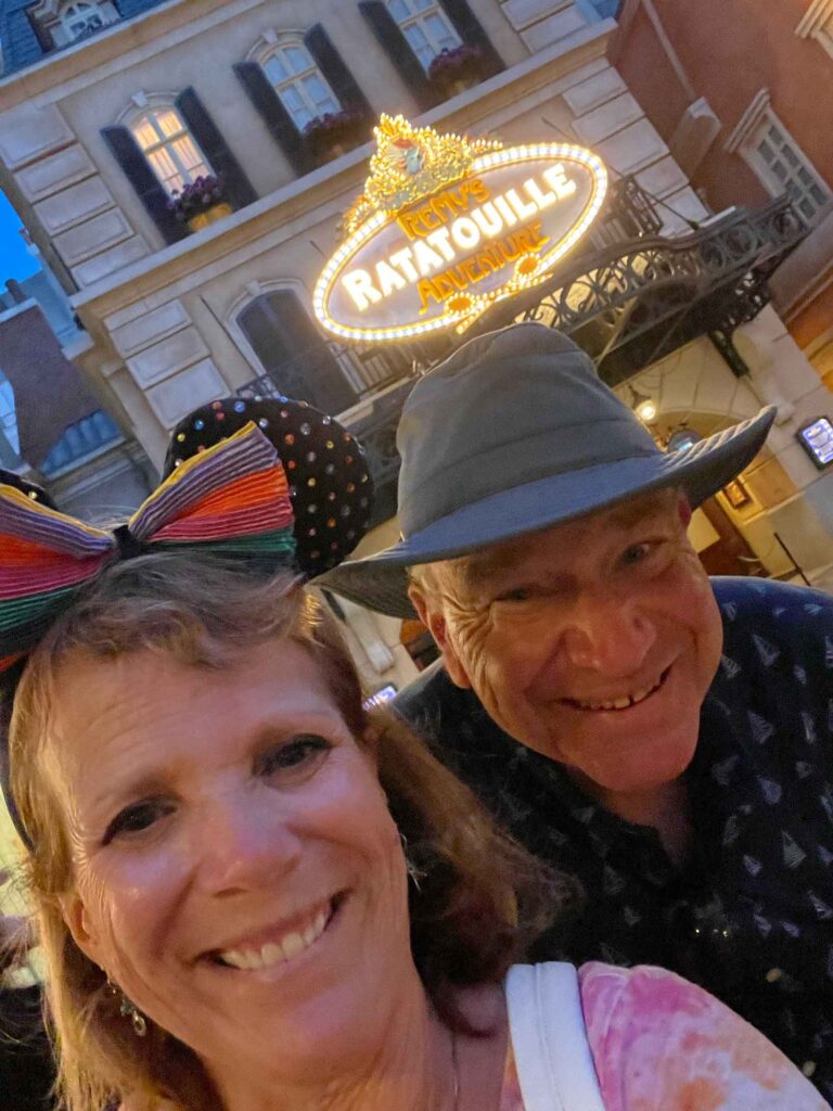 kevin and michele in front of remy's at epcot